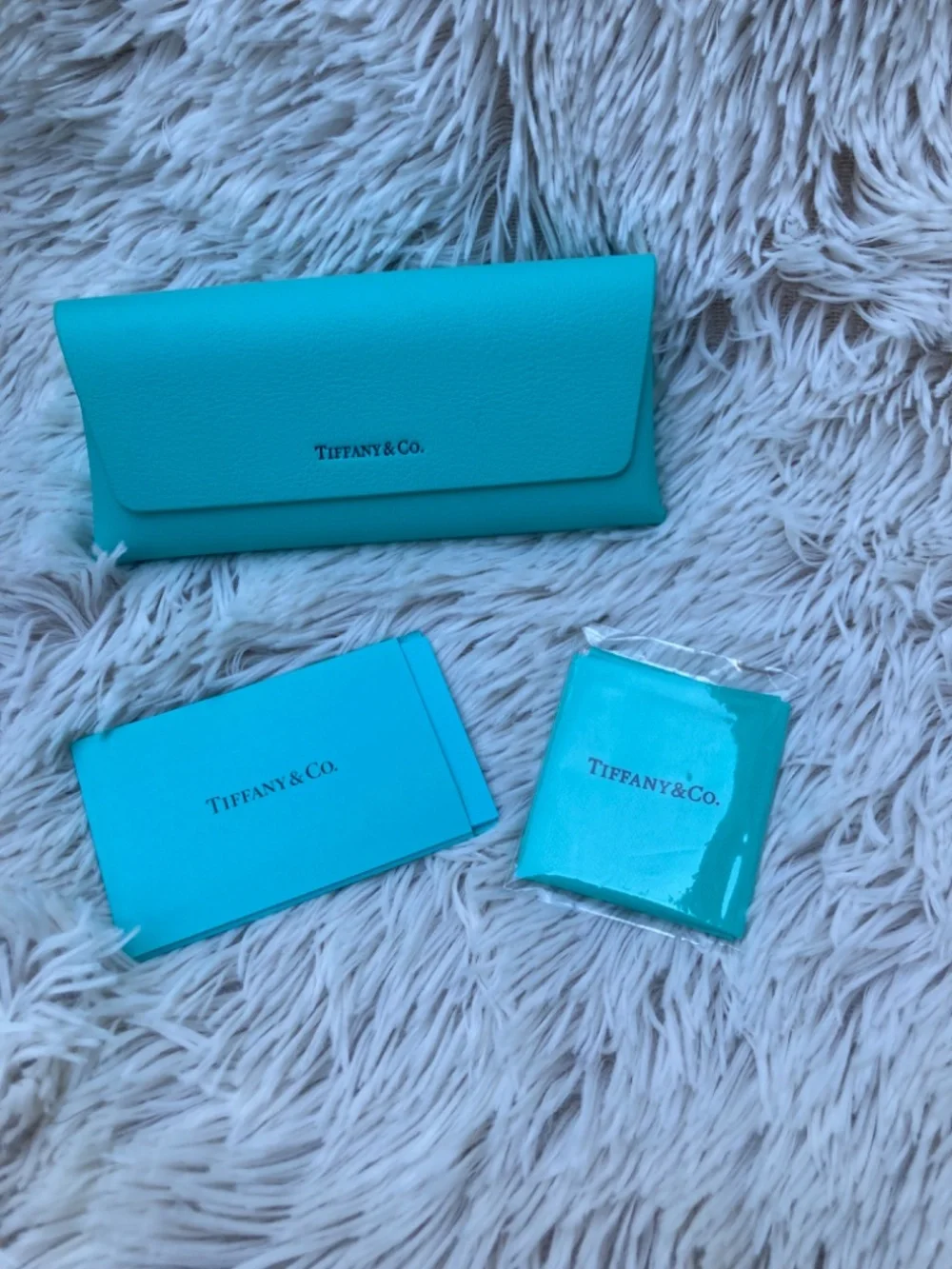 Empty Tiffany Glasses Case with cleaning cloth and information…***Flawed**
